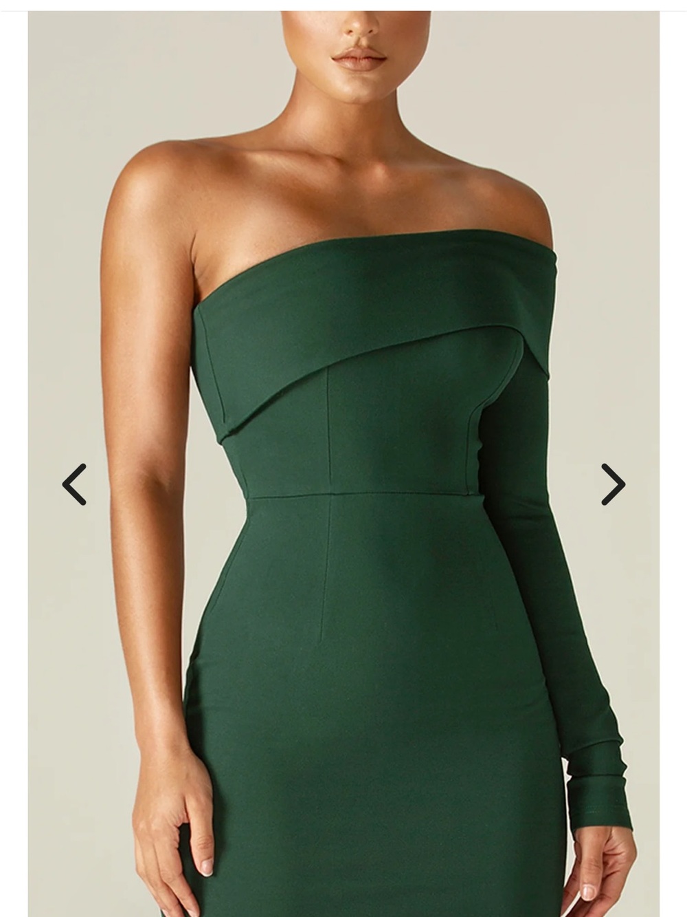 NWT Aliava Rita Women’s One-Shoulder Long Sleeve Emerald Green Dress - Picture 2 of 6
